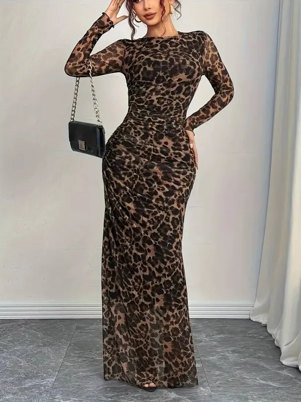 Leopard Print Long Sleeve Maxi Dress sold by Unique Kulture