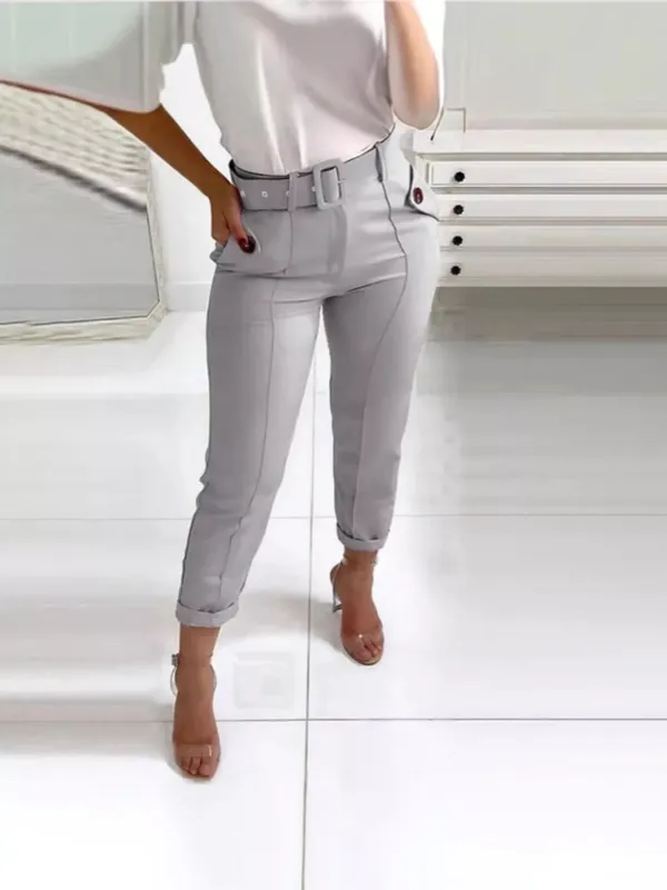 High Waist Belted Slim Fit Ankle Pants sold by Unique Kulture