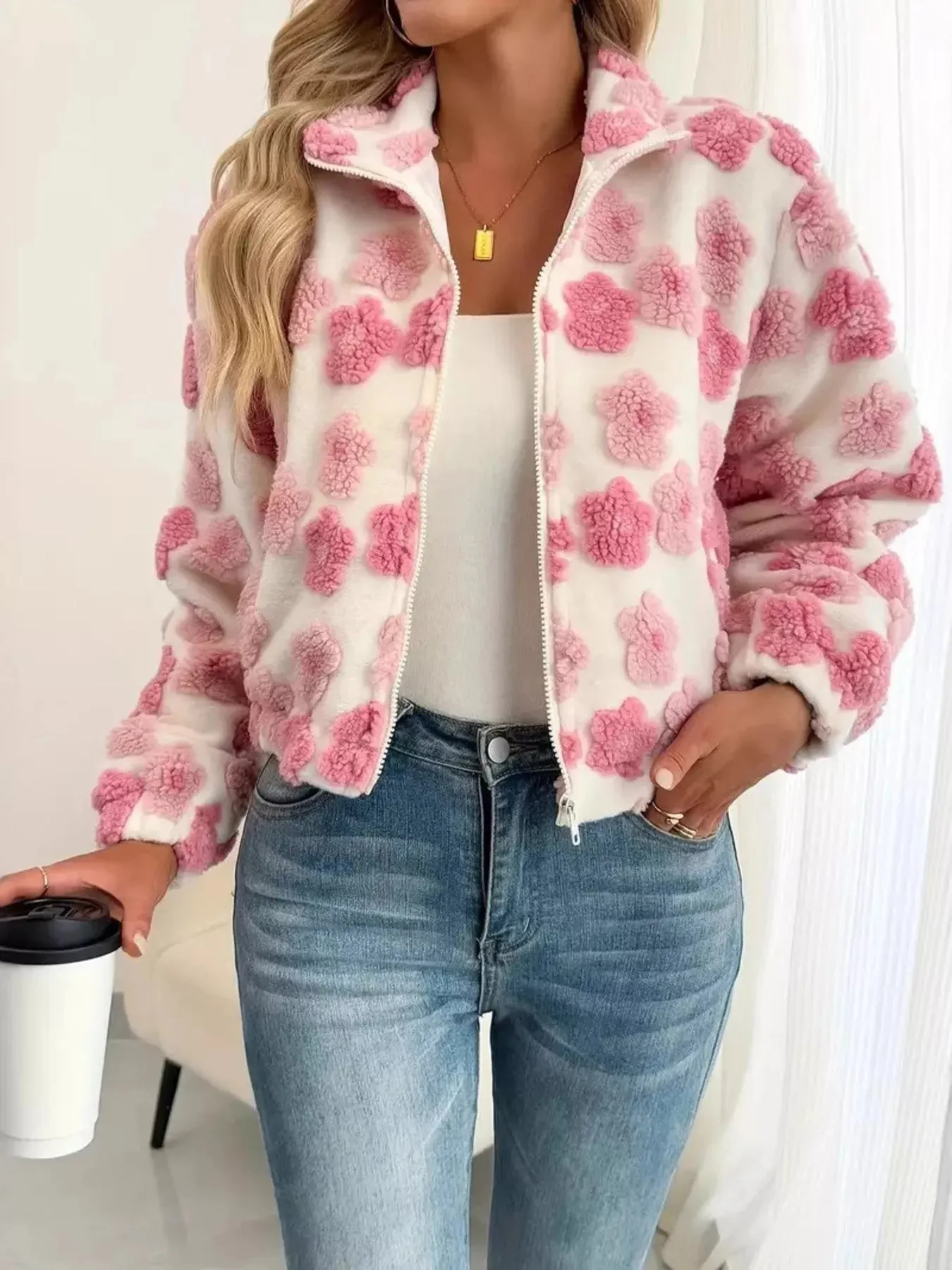 Fuzzy Fleece Zip-Up Jacket sold by Unique Kulture product image thumbnail 2