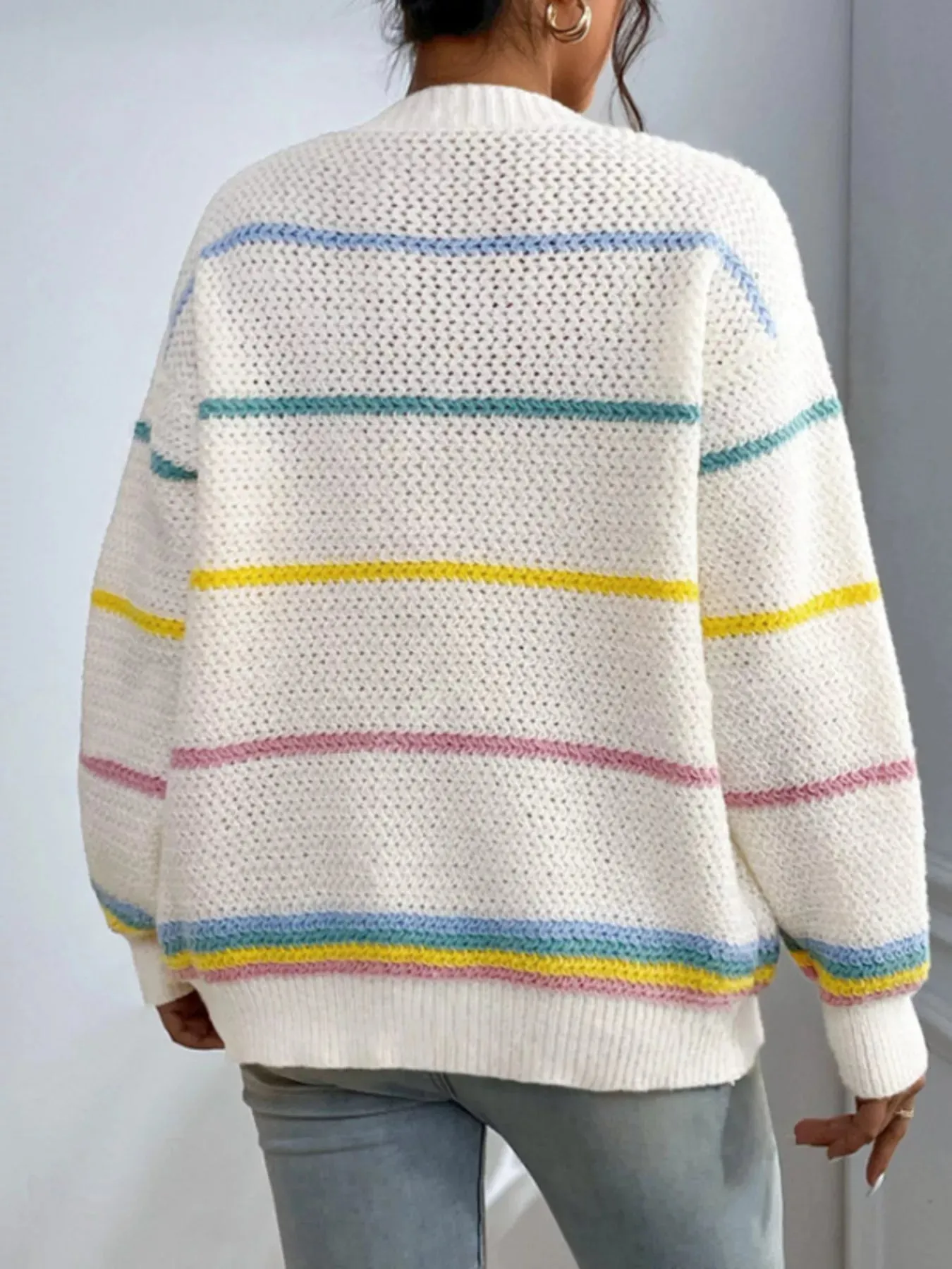 Striped Knit Open Front Cardigan sold by Unique Kulture product image thumbnail 5