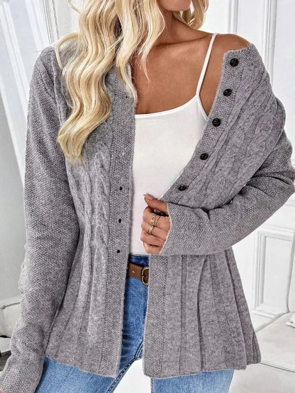 Cable-Knit Button-Down Cardigan sold by Unique Kulture