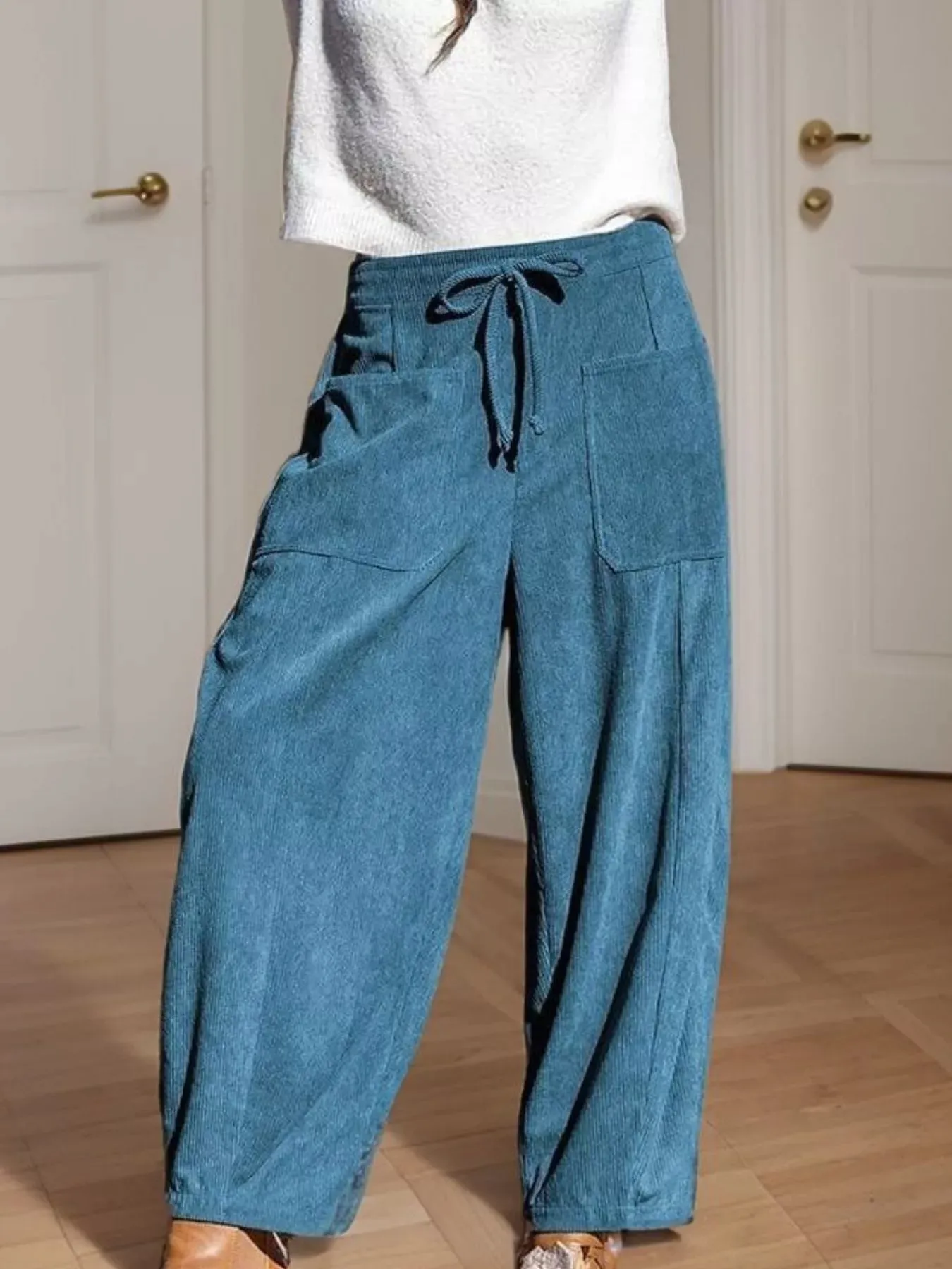 Casual Corduroy Wide Leg Pants with Pockets sold by Unique Kulture
