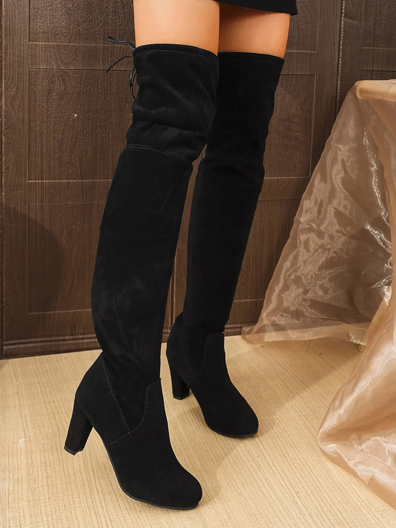 Suede Over-The-Knee High Heel Boots sold by Unique Kulture product image thumbnail 4