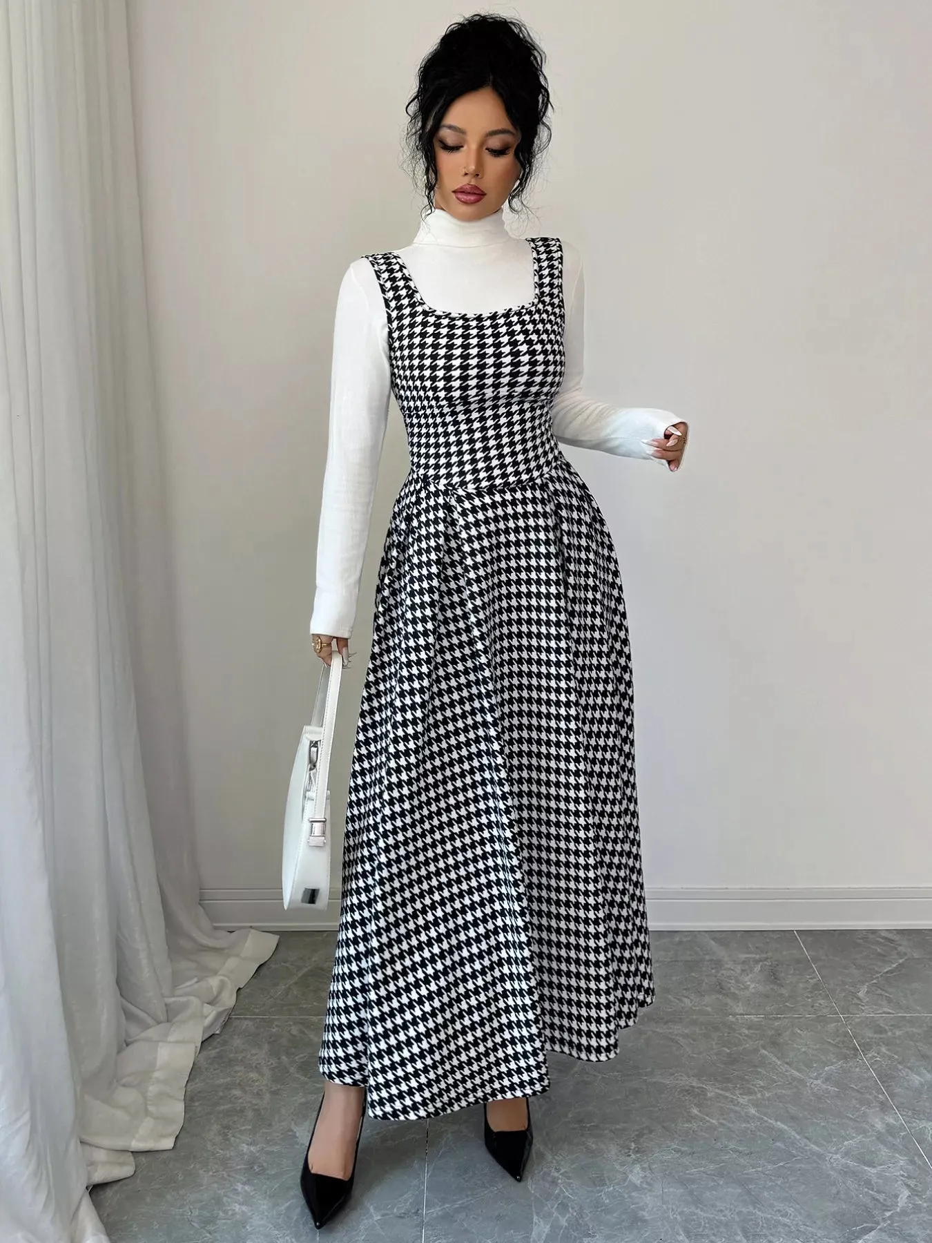 Houndstooth Sleeveless A-Line Dress sold by Unique Kulture product image thumbnail 5