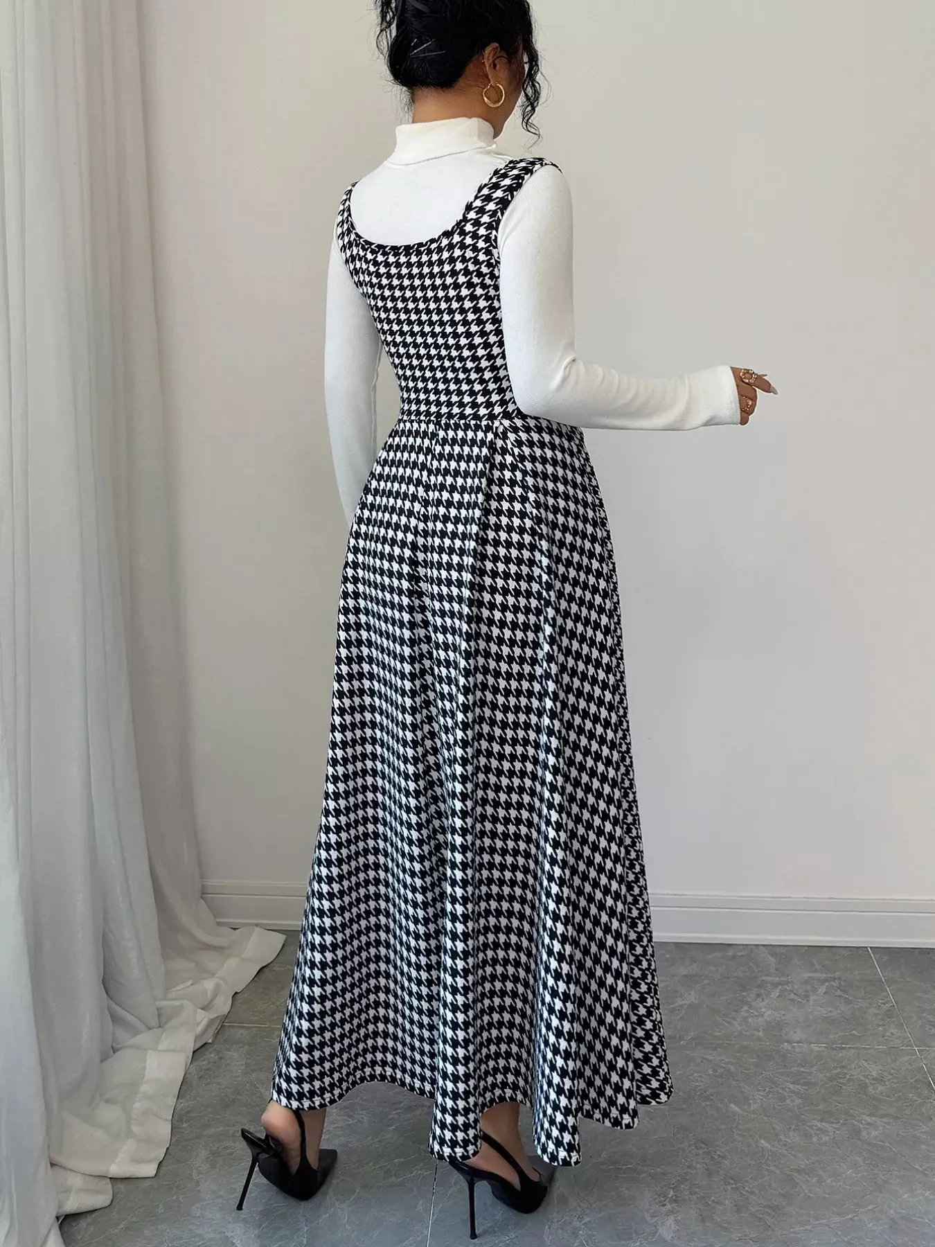 Houndstooth Sleeveless A-Line Dress sold by Unique Kulture product image thumbnail 2