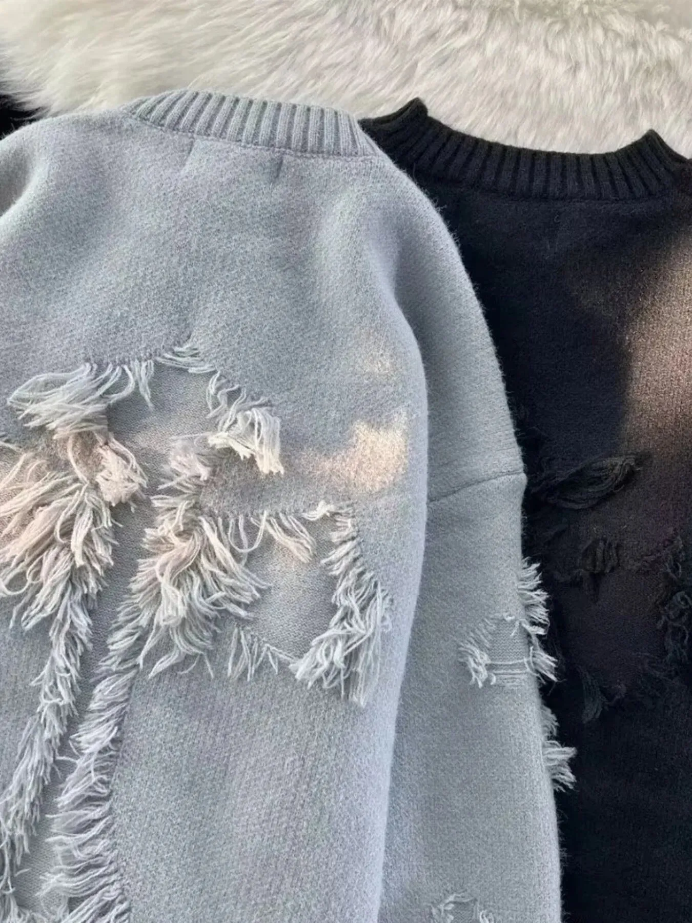 Men's Plus Size Distressed Knit Pullover Sweater sold by Unique Kulture product image thumbnail 2