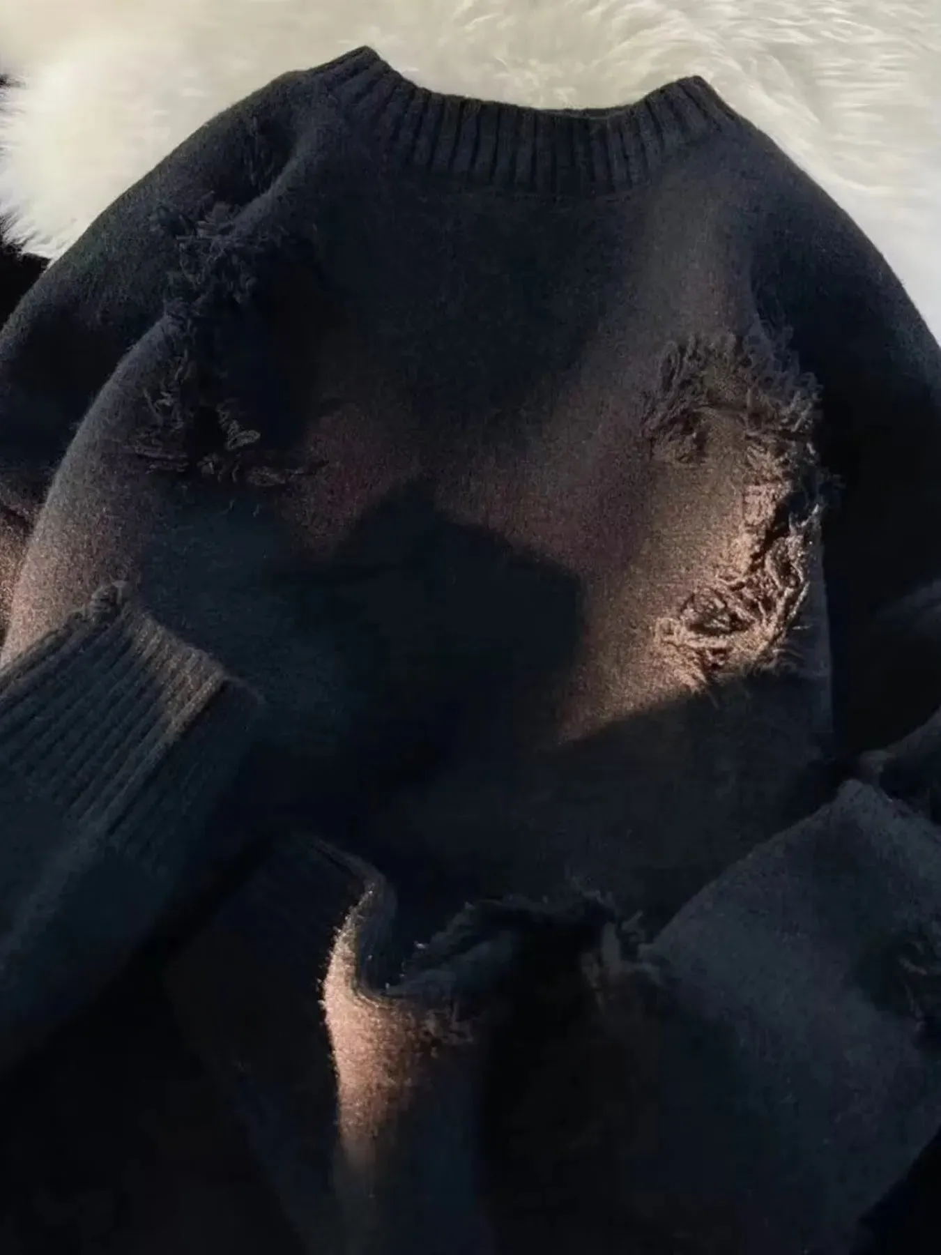 Men's Plus Size Distressed Knit Pullover Sweater sold by Unique Kulture product image thumbnail 5