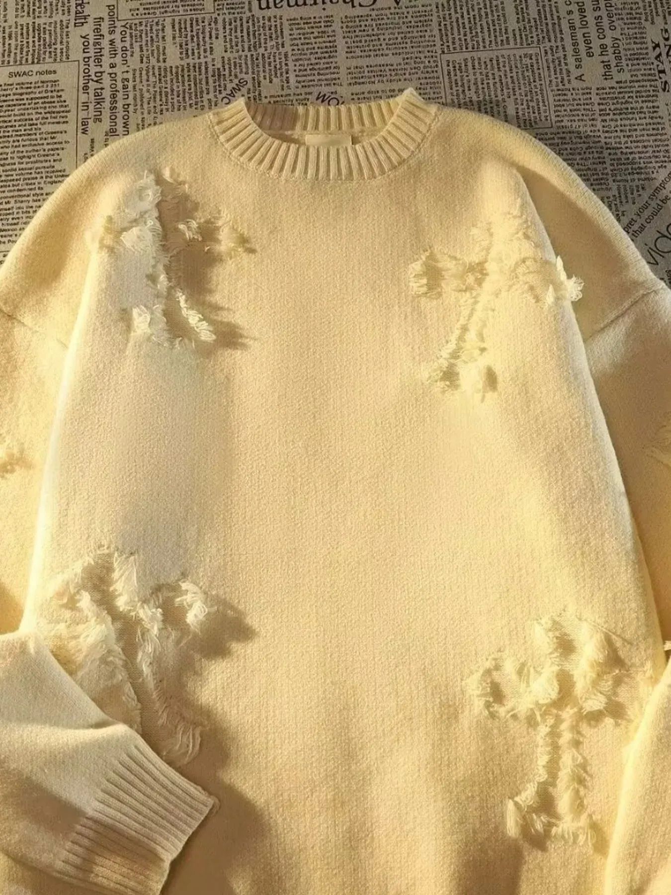 Men's Plus Size Distressed Knit Pullover Sweater sold by Unique Kulture product image thumbnail 3