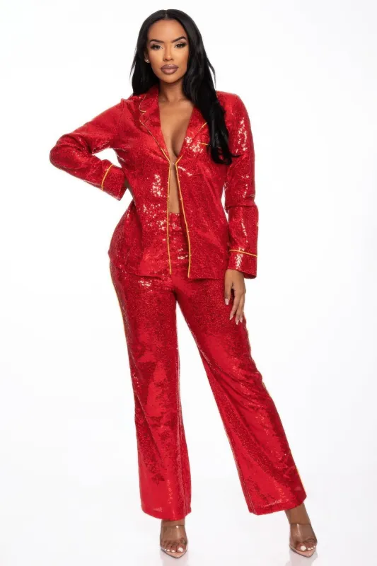 Sequin Collared Two Piece Set made by Unique Kulture