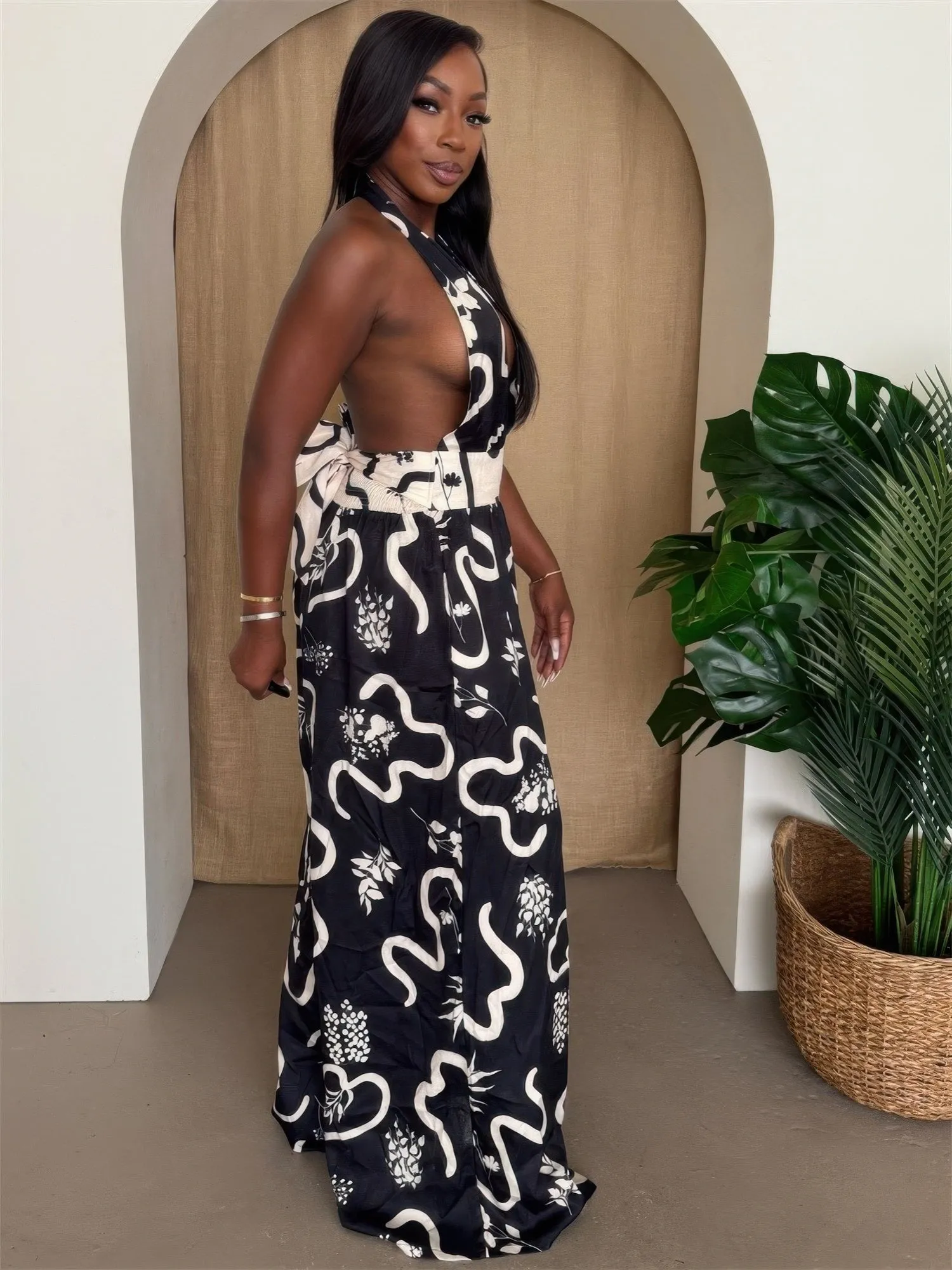 Botanic Maze Halter Wide-leg Jumpsuit sold by Unique Kulture product image thumbnail 2