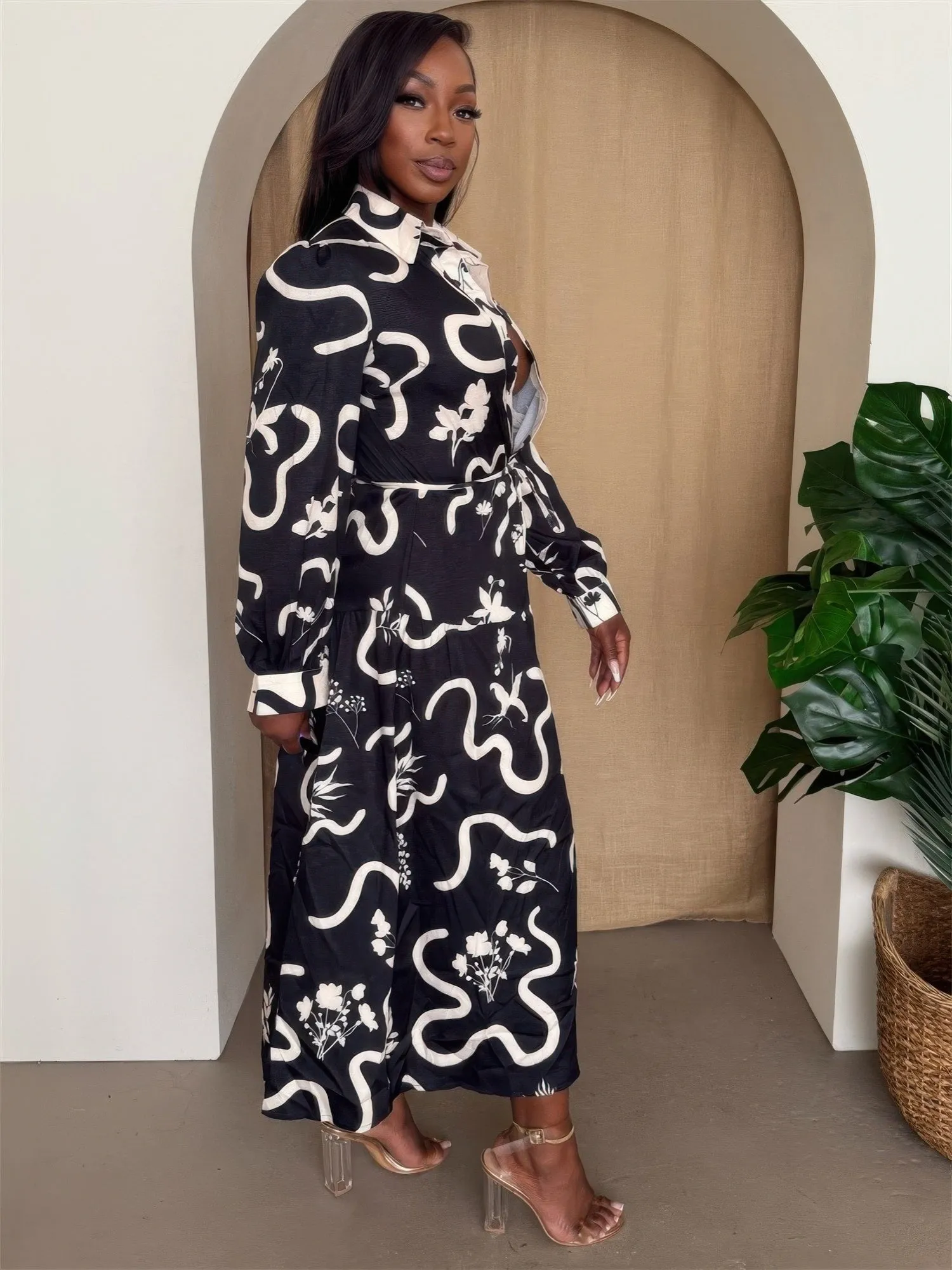 Botanic Maze Belted Shirt Dress sold by Unique Kulture product image thumbnail 2