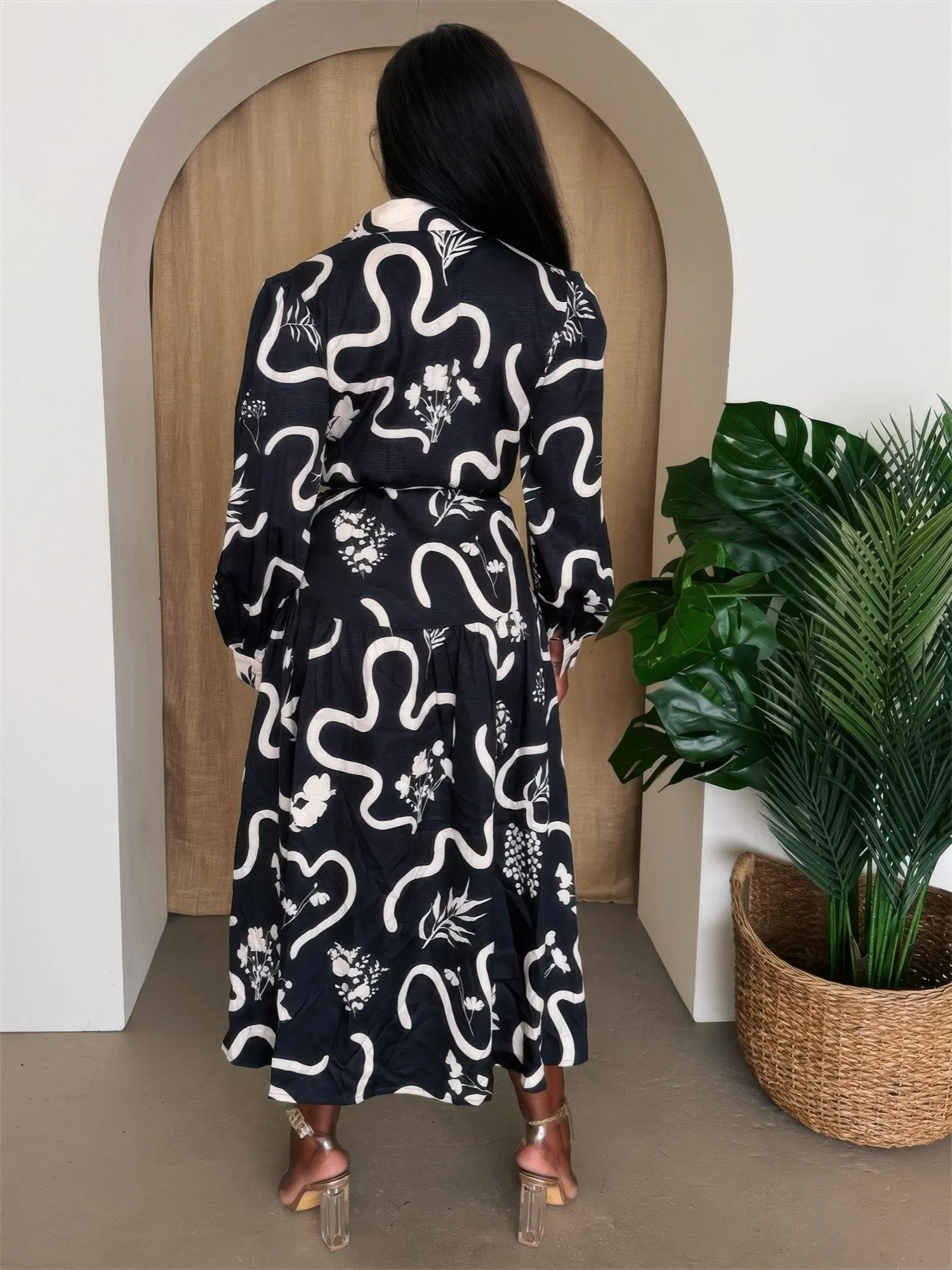 Botanic Maze Belted Shirt Dress sold by Unique Kulture product image thumbnail 3