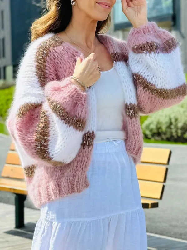 Color Block Open Front Cardigan sold by Unique Kulture