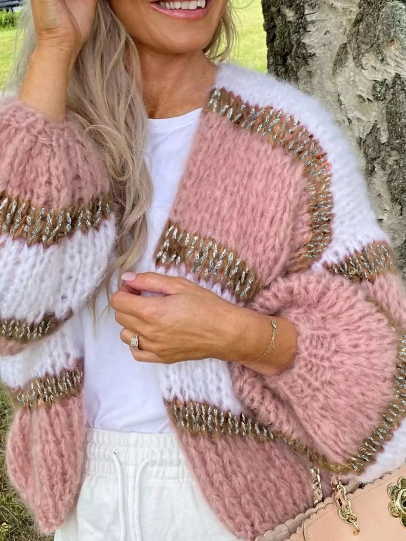 Color Block Open Front Cardigan sold by Unique Kulture product image thumbnail 5