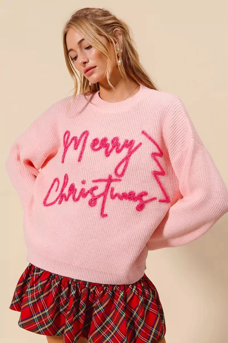 SO ME Merry Christmas Tinsel Lettering Sweater sold by Unique Kulture product image thumbnail 4