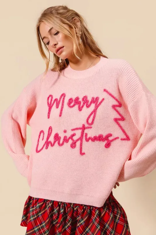 SO ME Merry Christmas Tinsel Lettering Sweater sold by Unique Kulture