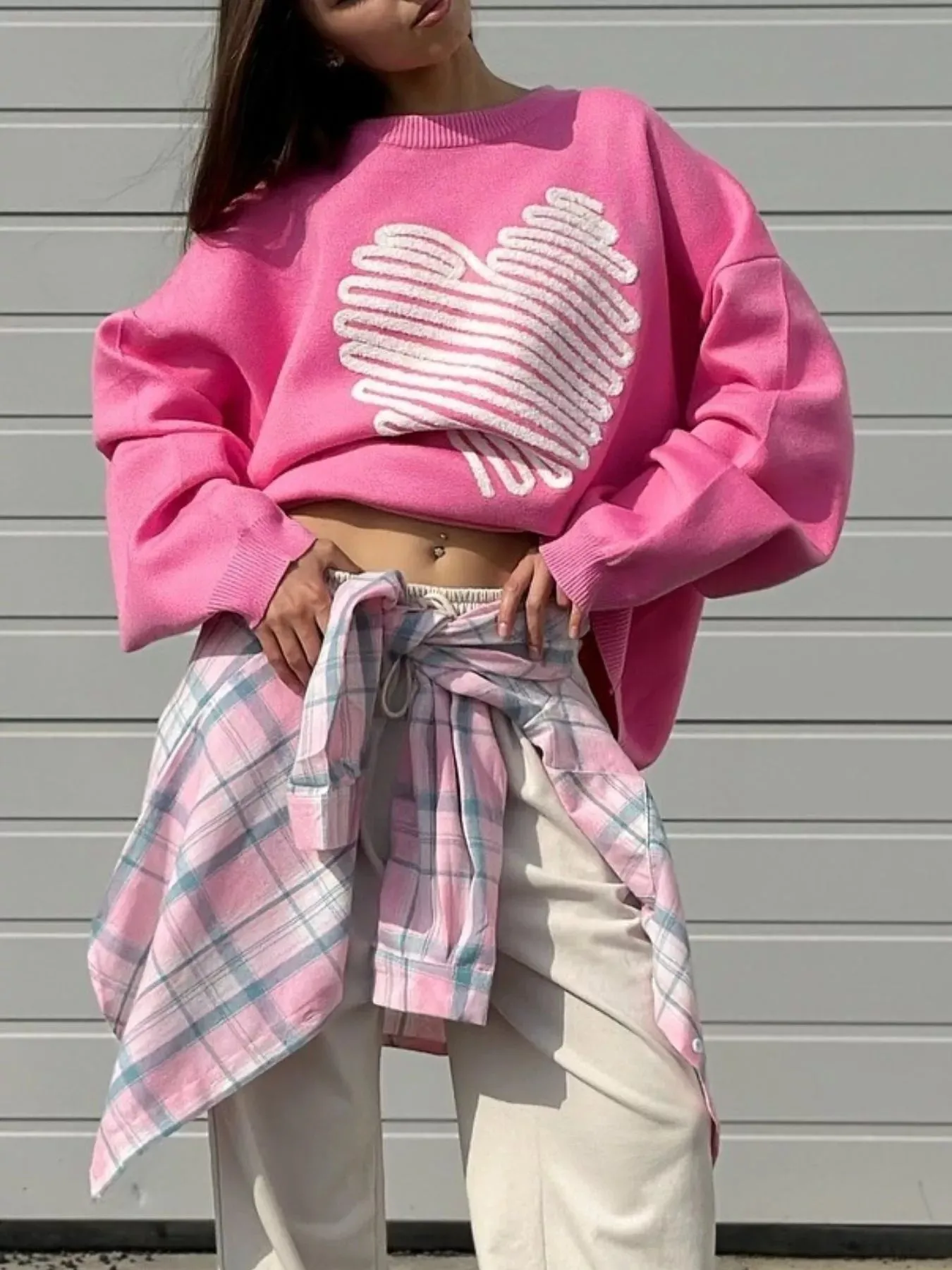 Heart Round Neck Oversized Sweater sold by Unique Kulture product image thumbnail 3