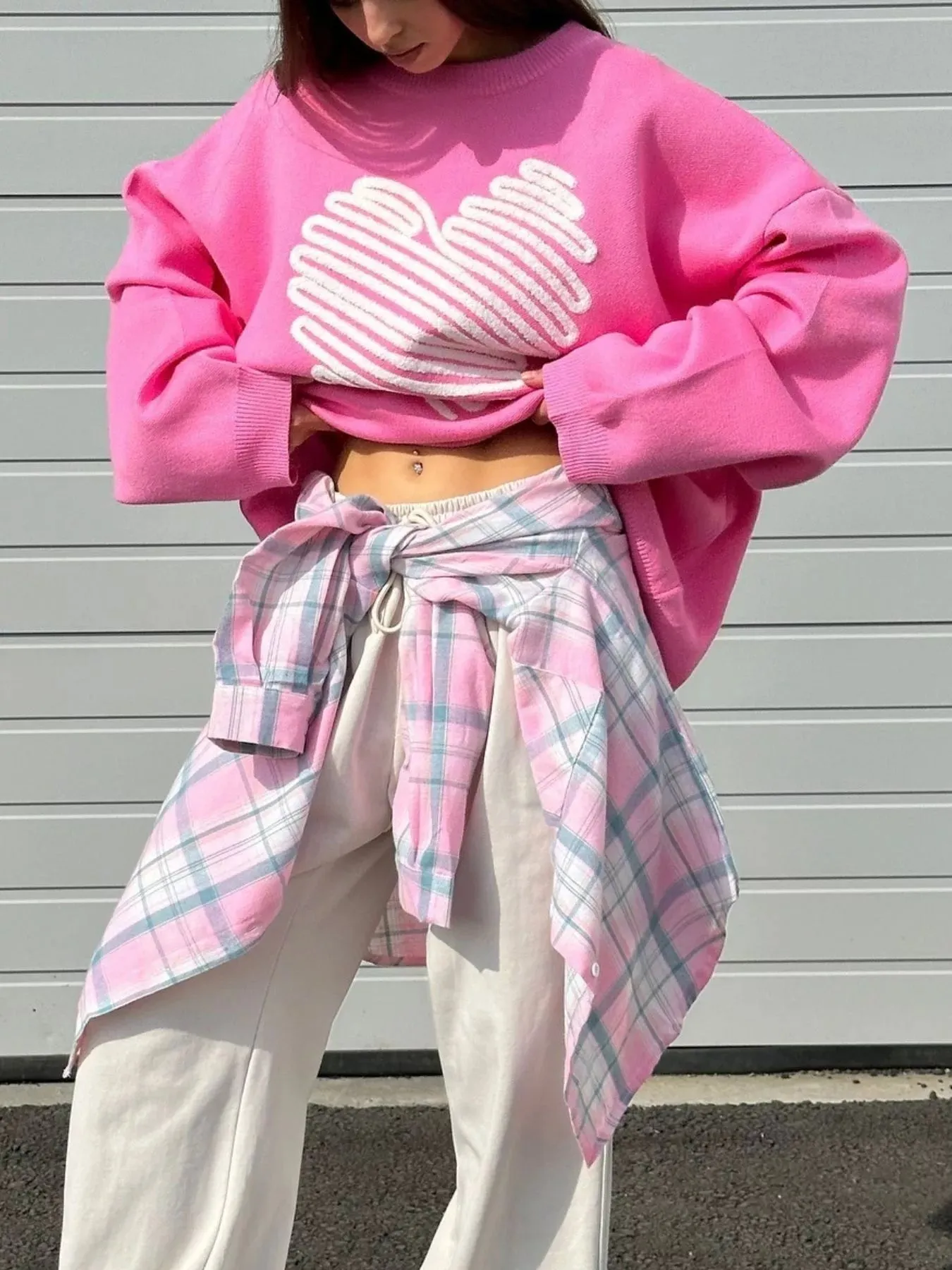 Heart Round Neck Oversized Sweater sold by Unique Kulture product image thumbnail 4