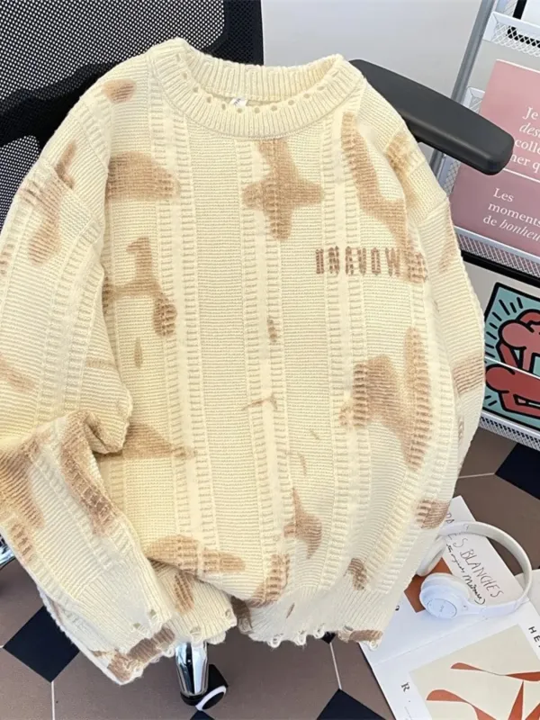 Men's Plus Size Distressed Hem Knitted Sweater sold by Unique Kulture