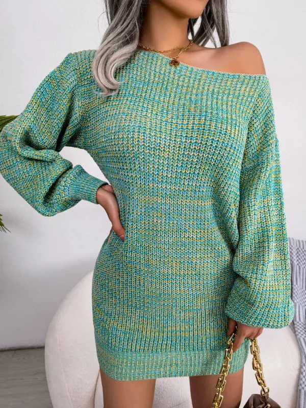 Multi-Color One-Shoulder Sweater Dress sold by Unique Kulture