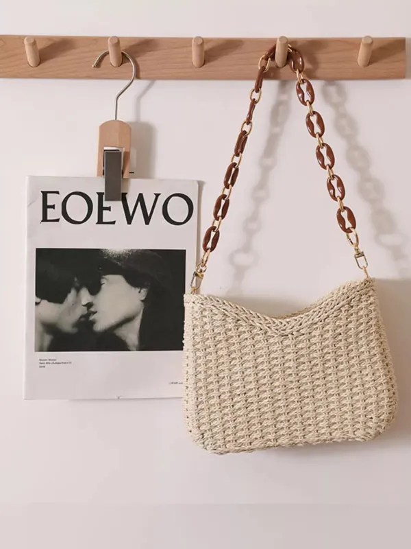 Woven Straw Shoulder Bag made by Trendsi