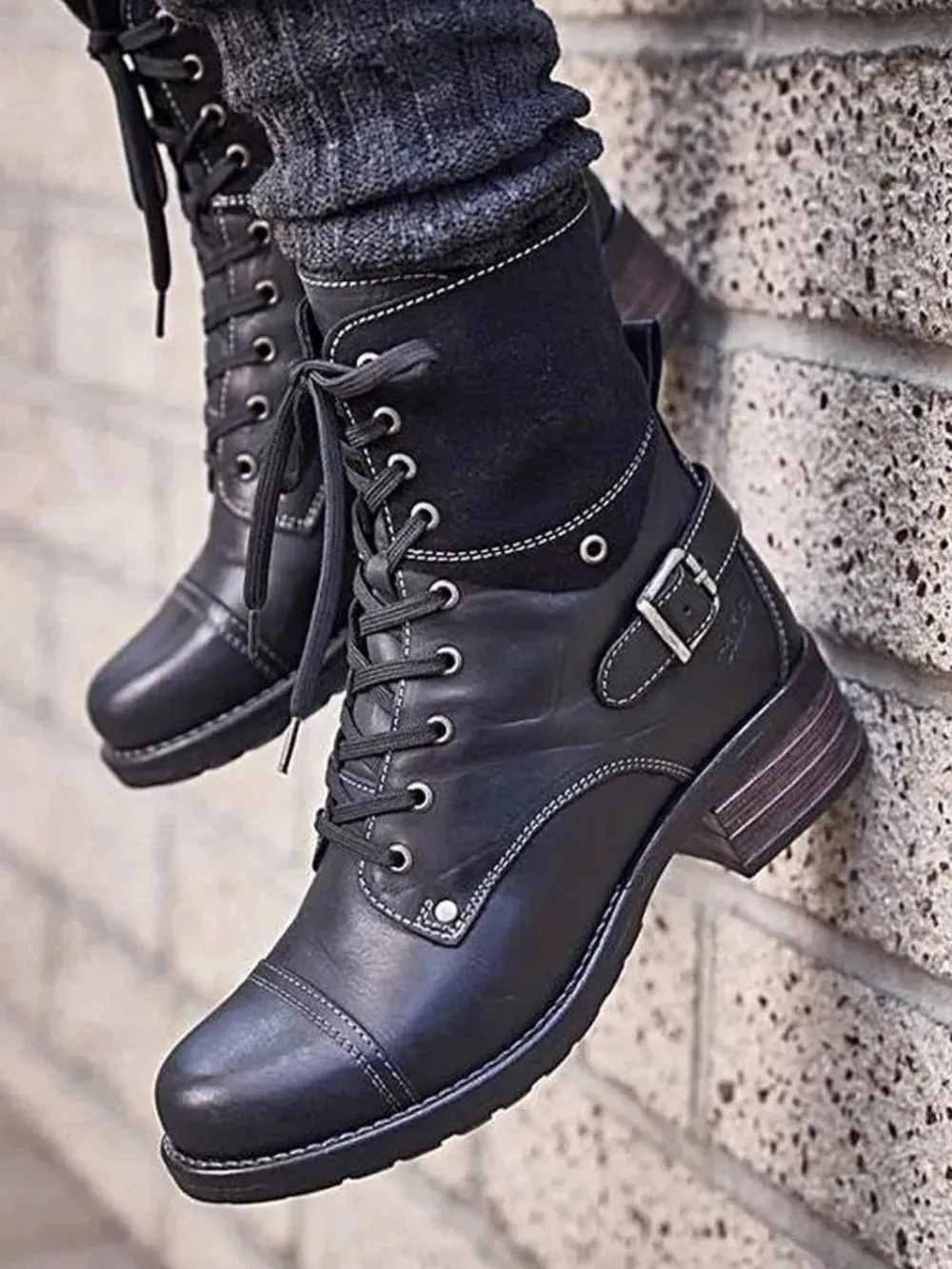 Lace-Up Block Heel Boots sold by Unique Kulture product image thumbnail 2