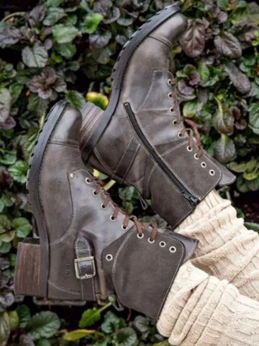 Lace-Up Block Heel Boots sold by Unique Kulture product image thumbnail 3