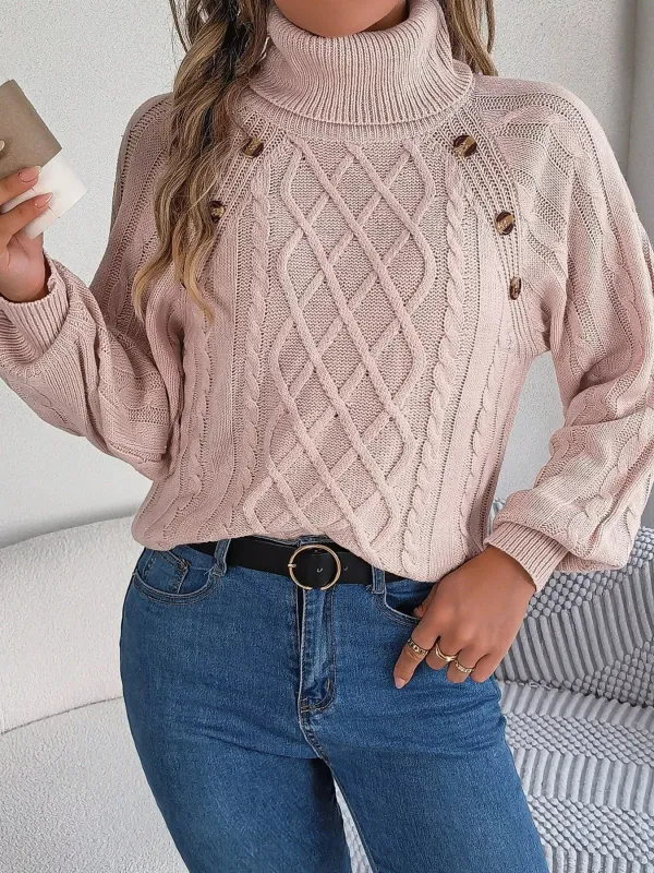 Cable Knit Turtleneck Long Sleeve Sweater sold by Unique Kulture