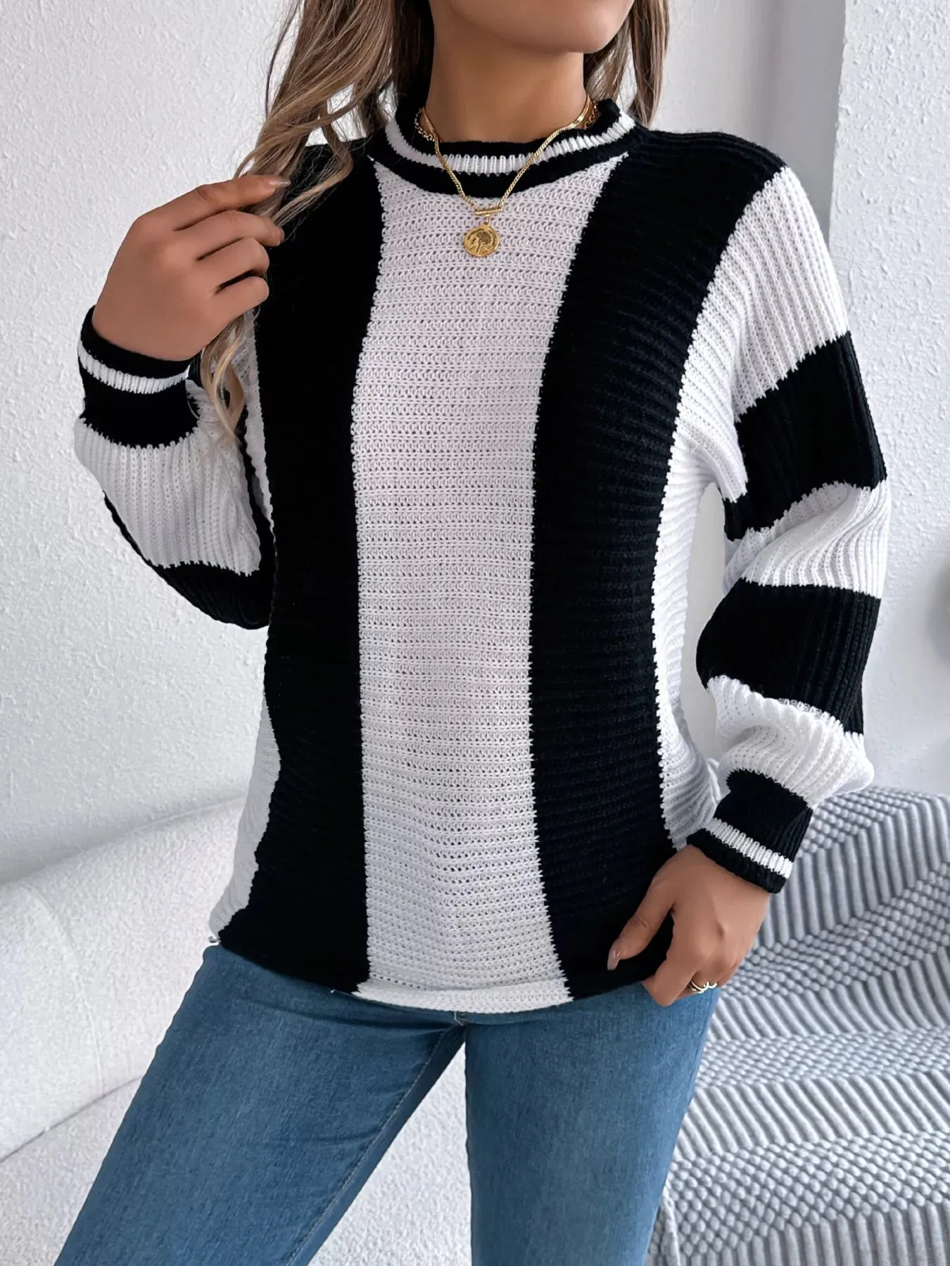 Color Block Round Neck Sweater sold by Unique Kulture product image thumbnail 3
