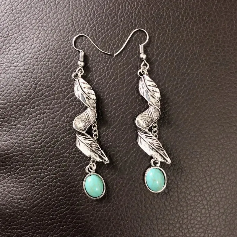 Alloy Leaf Artificial Turquoise Earrings sold by Unique Kulture product image thumbnail 2