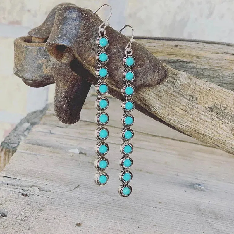 Artificial Turquoise Alloy Bar Earrings sold by Unique Kulture