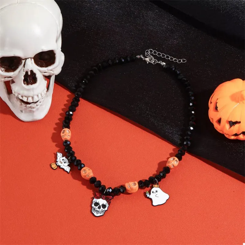 Halloween Skull Ghost Charm Necklace sold by Unique Kulture