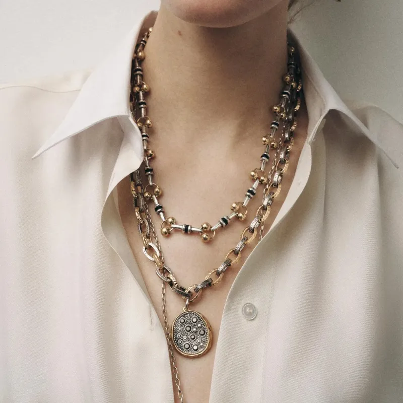 3 Piece Stainless Steel Pendant Necklace made by Trendsi