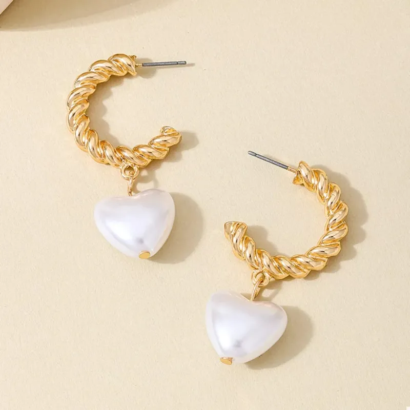 18K Gold-Plated C-Hoop Heart Earrings sold by Unique Kulture