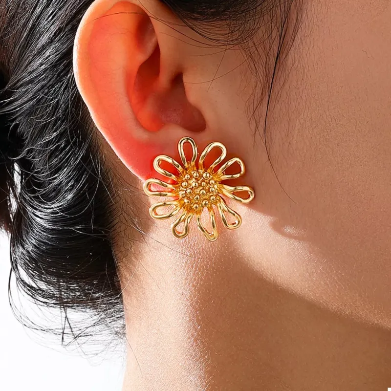 18K Gold-Plated Flower Stud Earrings sold by Unique Kulture