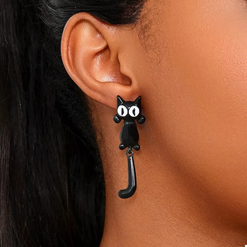Alloy Cat Earrings made by Trendsi
