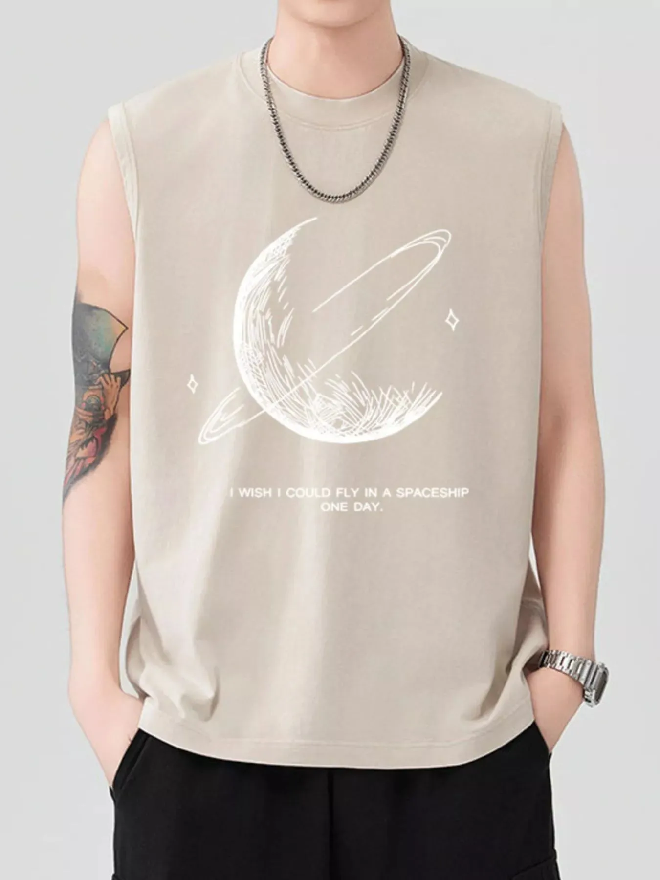 Men's Graphic Round Neck Tank sold by Unique Kulture product image thumbnail 3