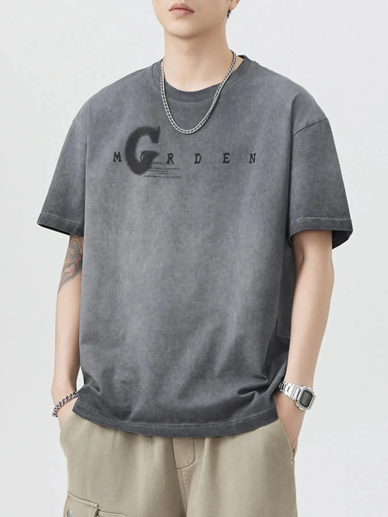 Men's Plus Size Letter Round Neck Short Sleeve T-Shirt sold by Unique Kulture product image thumbnail 2