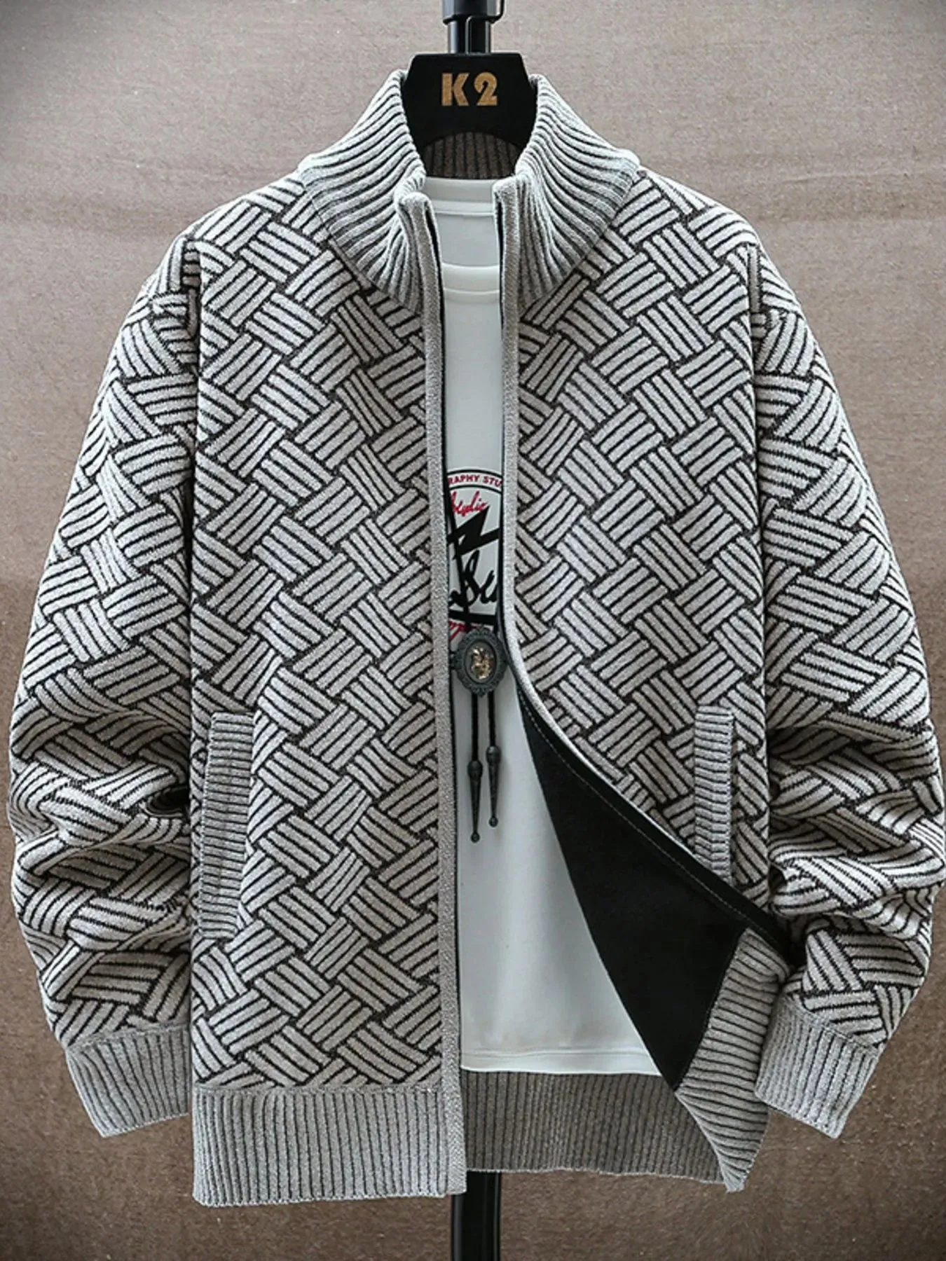 Men's Plus Size Zip Up Long Sleeve Cardigan sold by Unique Kulture