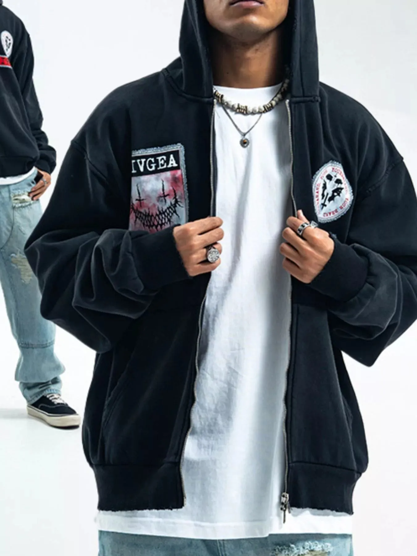 Men's Zip Up Long Sleeve Hoodie sold by Unique Kulture product image thumbnail 3