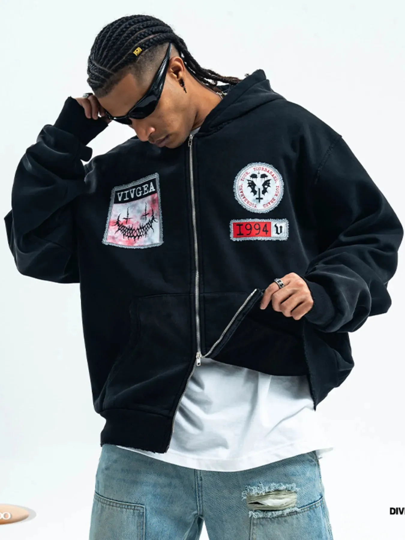Men's Zip Up Long Sleeve Hoodie sold by Unique Kulture product image thumbnail 4