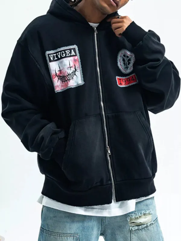 Men's Zip Up Long Sleeve Hoodie made by Trendsi