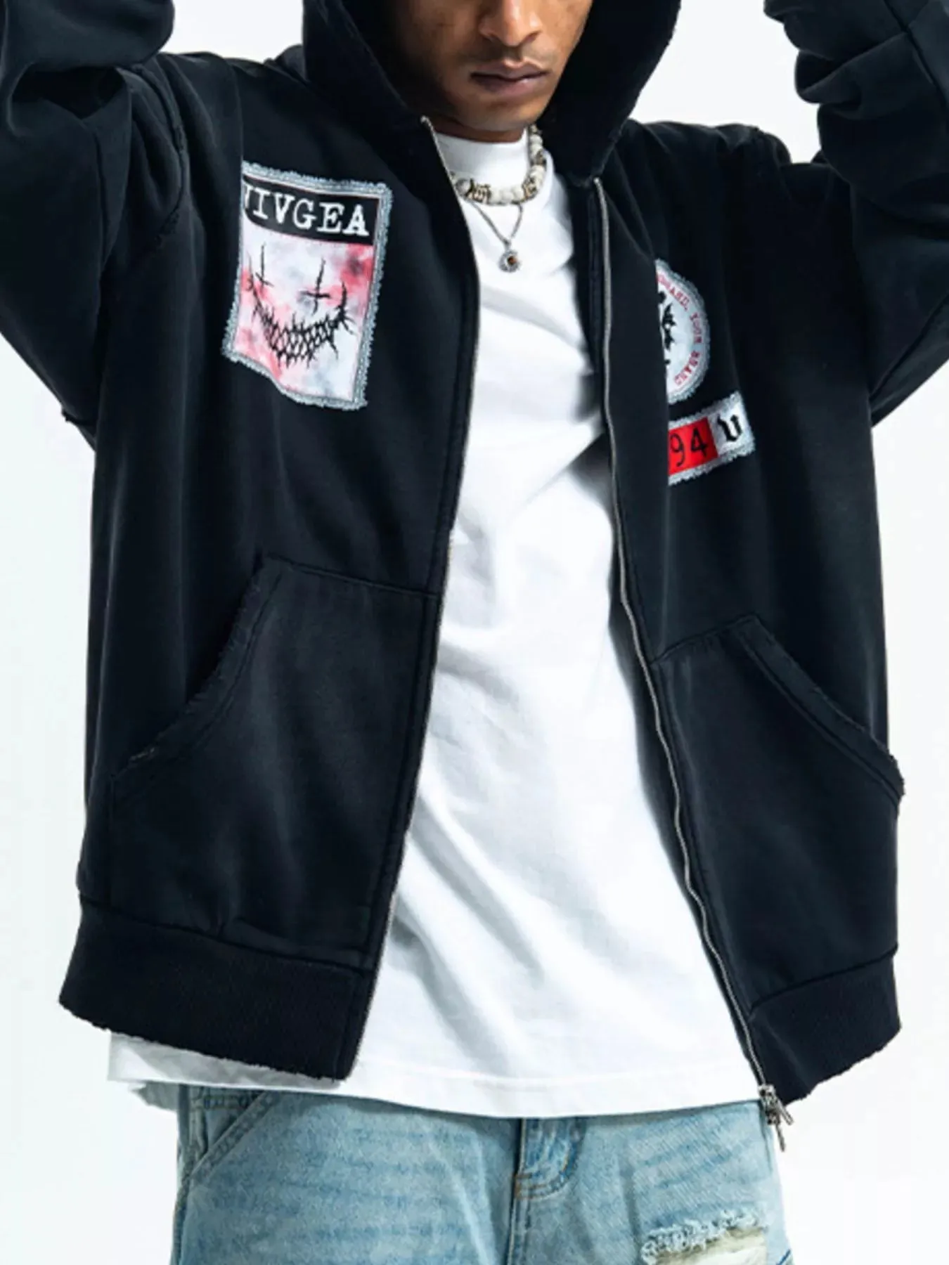 Men's Zip Up Long Sleeve Hoodie sold by Unique Kulture product image thumbnail 2