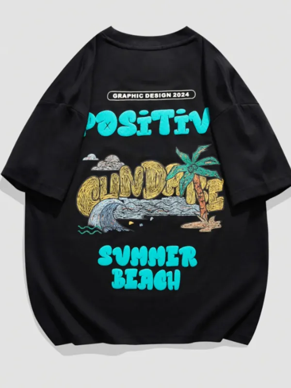 Men's Plus Size Letter Graphic Round Neck T-Shirt made by Trendsi