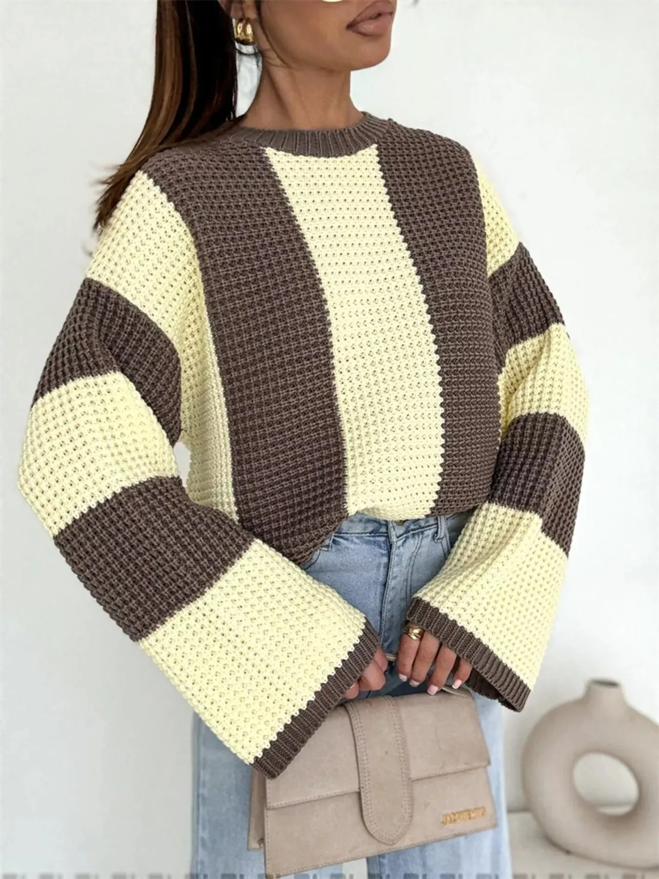 Color Block Long Sleeve Sweater sold by Unique Kulture