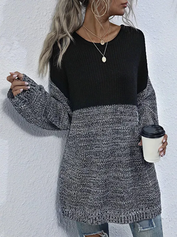 Color Block Long Sleeve Oversized Sweater sold by Unique Kulture