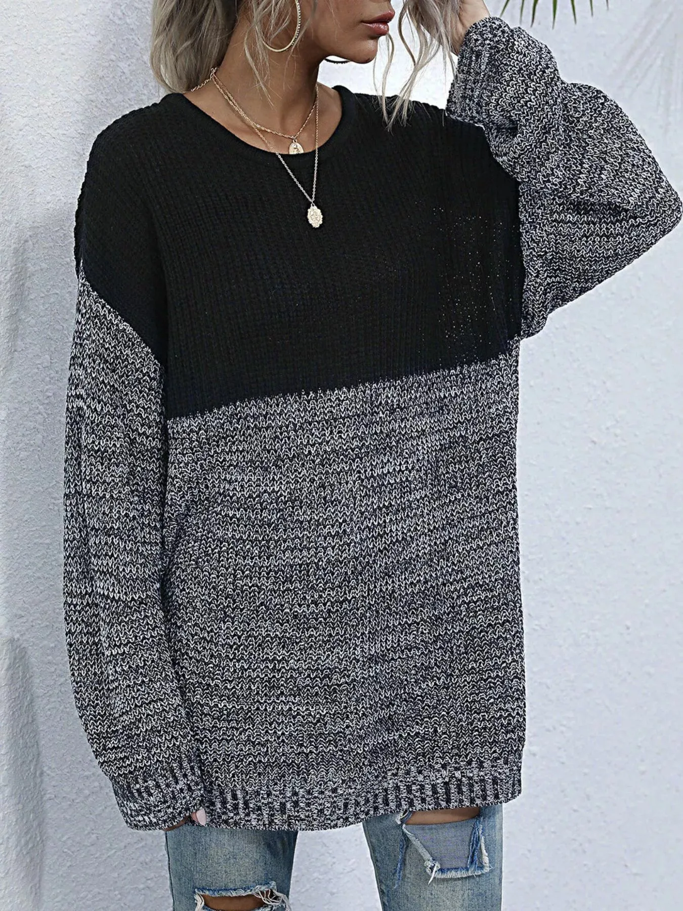 Color Block Long Sleeve Oversized Sweater sold by Unique Kulture product image thumbnail 3