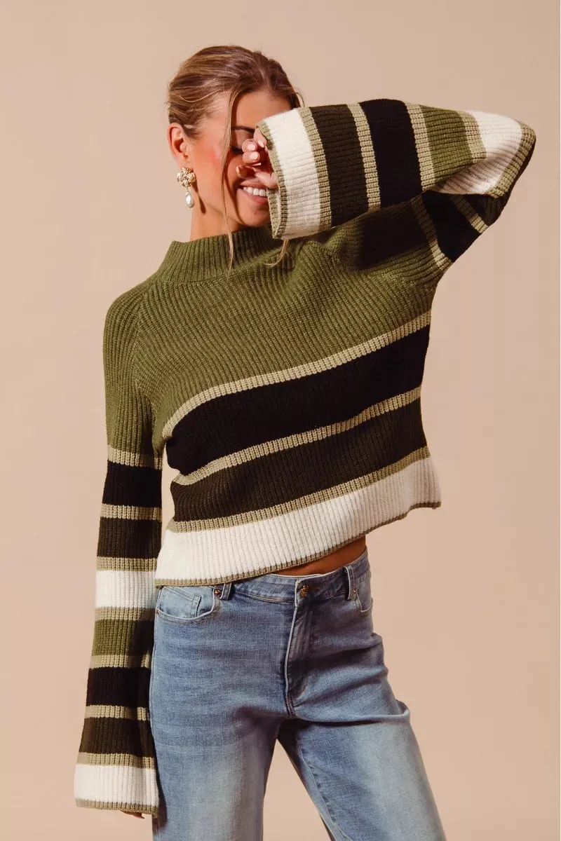 SO ME Multi Color Striped Mock Neck Sweater sold by Unique Kulture product image thumbnail 2