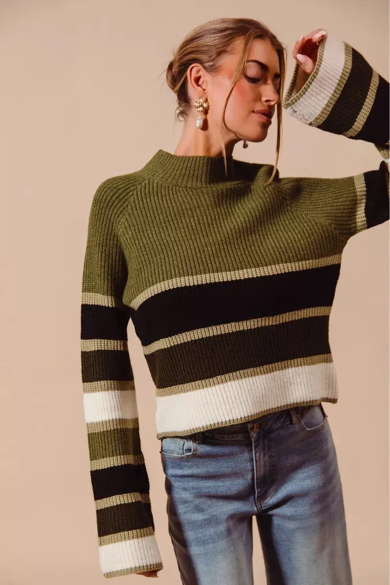 SO ME Multi Color Striped Mock Neck Sweater sold by Unique Kulture product image thumbnail 3