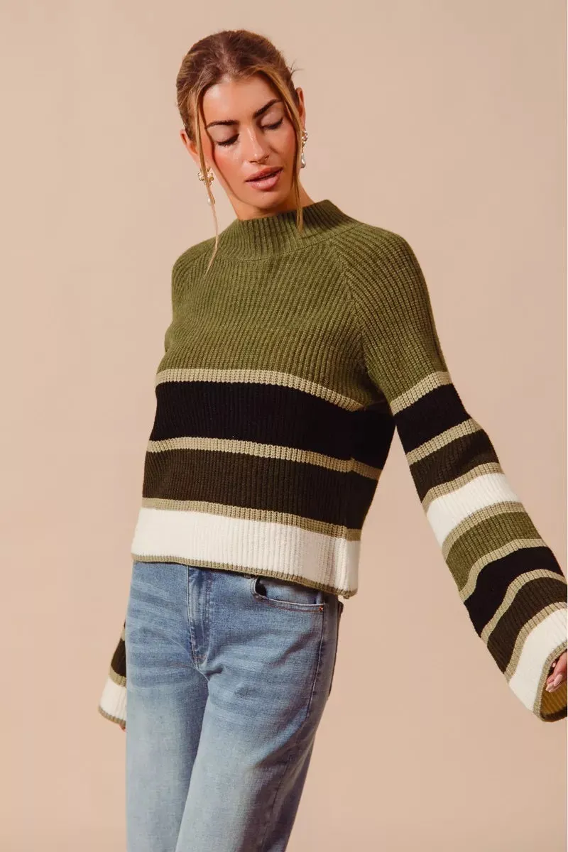 SO ME Multi Color Striped Mock Neck Sweater sold by Unique Kulture product image thumbnail 4